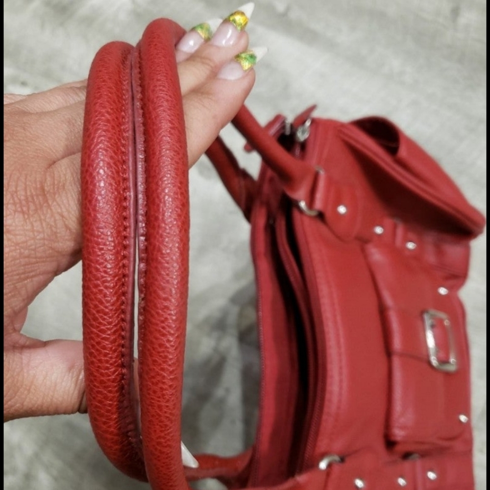 EUC Red Shoulder Purse with Pockets - Picture 3 of 14